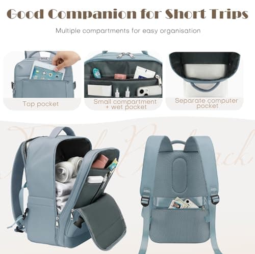 Detalle 2 de Yankony mochila de viaje cabina 30L 45x36x20 con bolsillo antirrobo (azul)