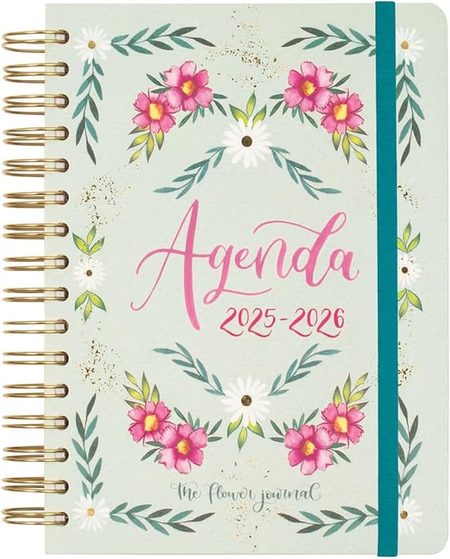 Detalle de Finocam Agenda The Flower Journal 1 día página 2025-2026 Verde
