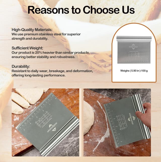 Thumbnail 3 de Midgreyeye 2 Rasqueta de Masa 🍰 Acero Inoxidable con Escala