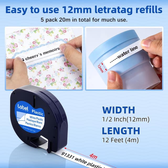 Detalle 2 de Label KINGDOM Compatible LetraTag 12mm Tape 5-Pack