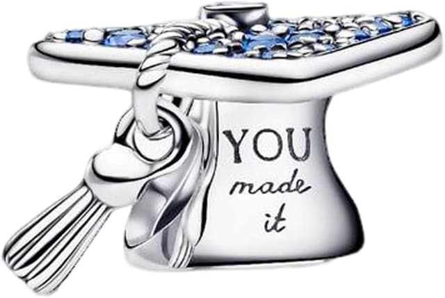 Detalle de PHCLASY 2026 Pink Abschluss Cap Stars Charm-Anhänger (Kompatibilität für Armband) – Herz-Schmuck für Schulabschluss