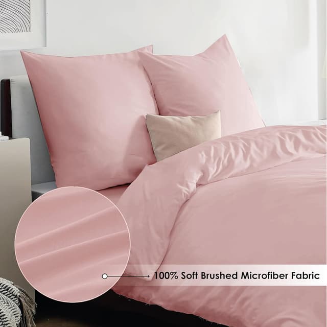 Detalle de REHAN & CO Single Duvet Cover Set in Blush (soft brushed microfiber) with pillowcases