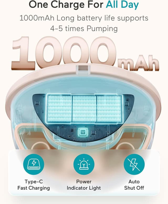 Detalle 2 de Paruu Hands Free Breast Pump P16 (Wearable Electric Portable) with 4 Modes & 12 Levels, 2-Pack