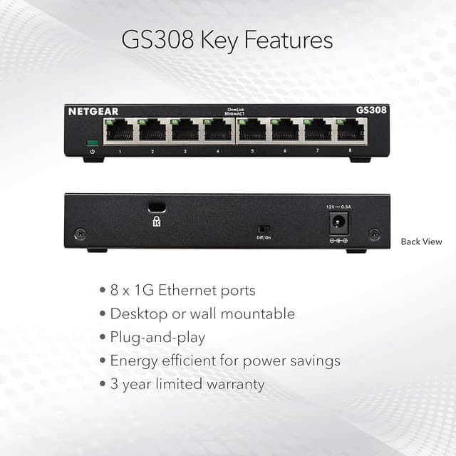 Thumbnail 4 de NETGEAR GS308 8‑port Gigabit switch