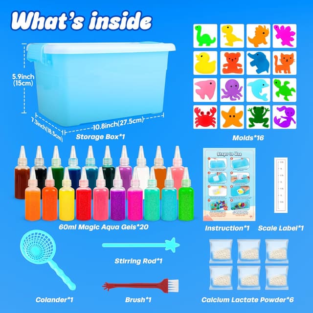 Detalle 2 de Mocoosy 20 Colors Magic Water Gel Kit for Kids (Aqua Fairy Water Elf DIY Squishies Set)
