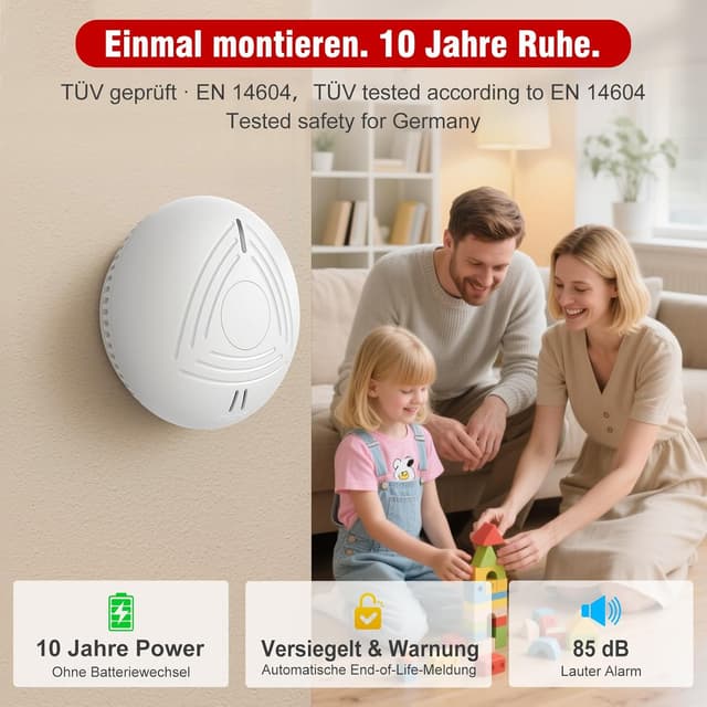 Detalle 2 de 10-Jahre Rauchmelder-Set mit 85 dB