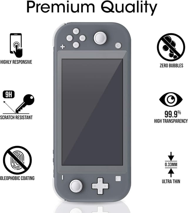 Detalle de amFilm Displayschutzfolie Glas (3 Stück) für Nintendo Switch Lite (2019) – kratzfeste 9H-Schutzscheibe