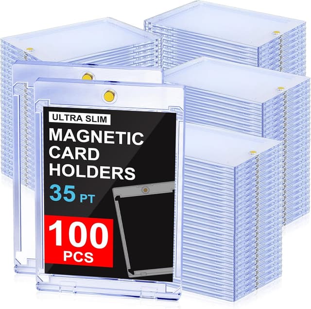 Detalle de YZtree 100ct Magnetic Trading Card Holders (35pt) One Touch Hard Case for Sports Cards