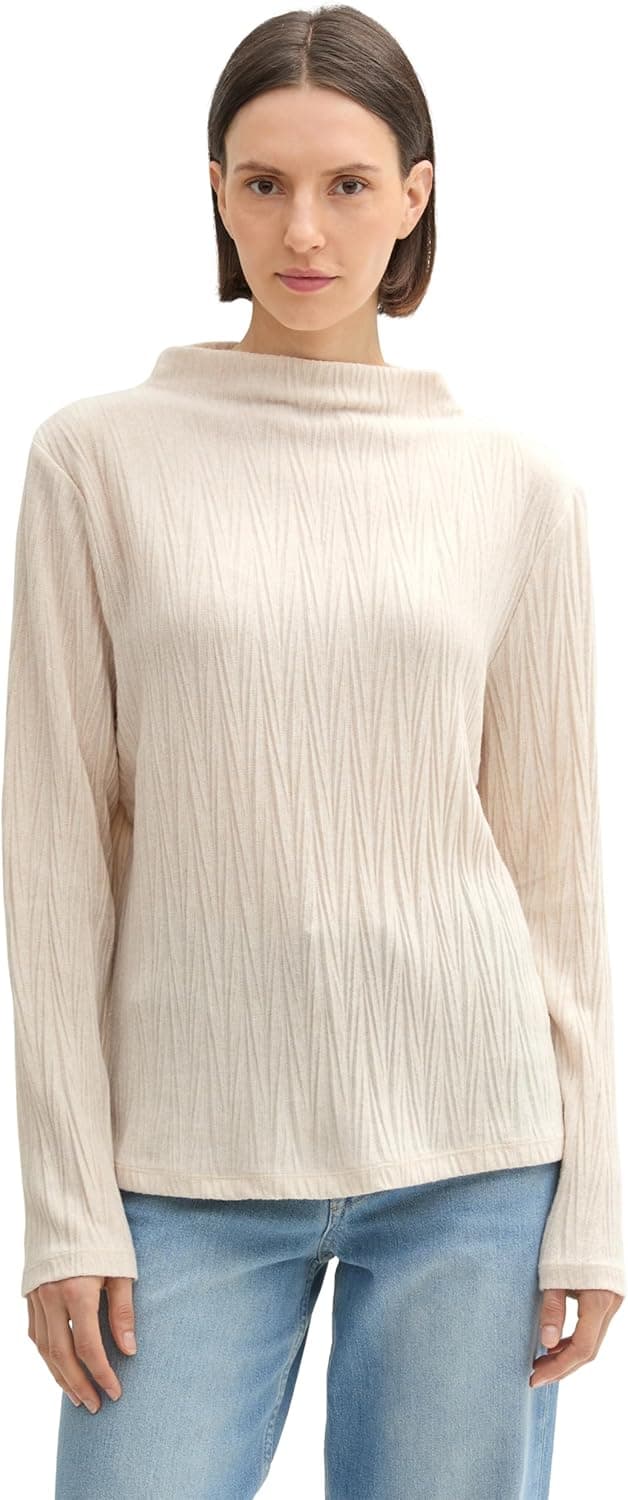 Detalle de TOM TAILOR 1044153 maglietta donna a maniche lunghe con colletto alto