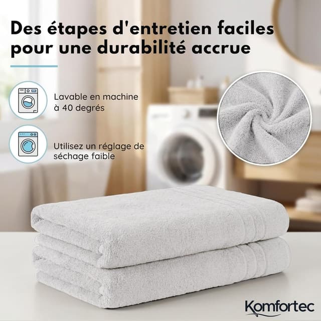 Detalle de Komfortec Serviettes de Sauna 80 x 200 cm đź§–