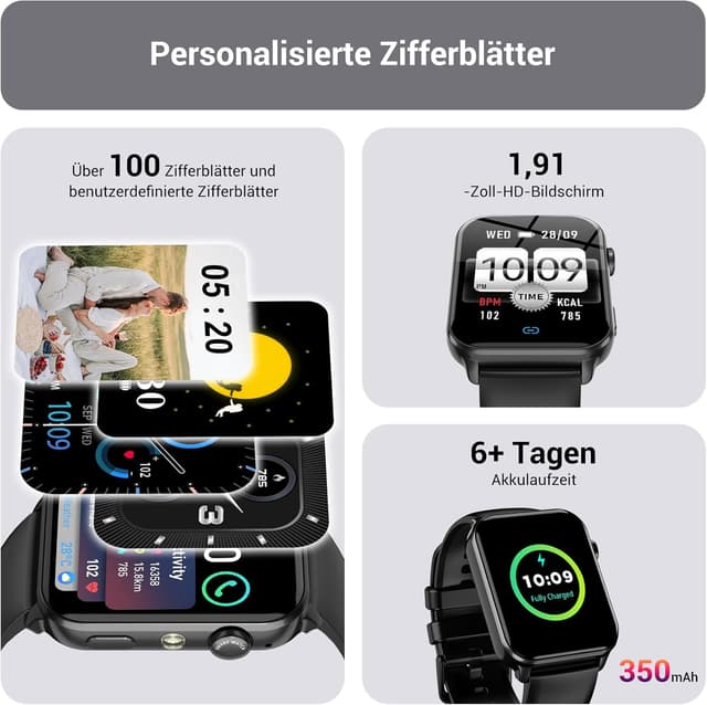 Detalle 2 de IOWODO Smartwatch – Bluetooth Anrufe, SpO2, Schlafüberwachung