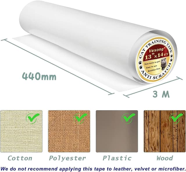 Detalle de Cat Anti Scratch Tape 44cm x 3m transparent furniture protector strip