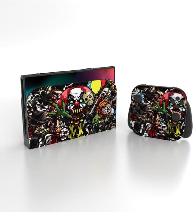Detalle de playvital Full Set Protective Skins for Nintendo Switch 2 (Scary Party) – vinyl decal wrap, dock skin & hand grips