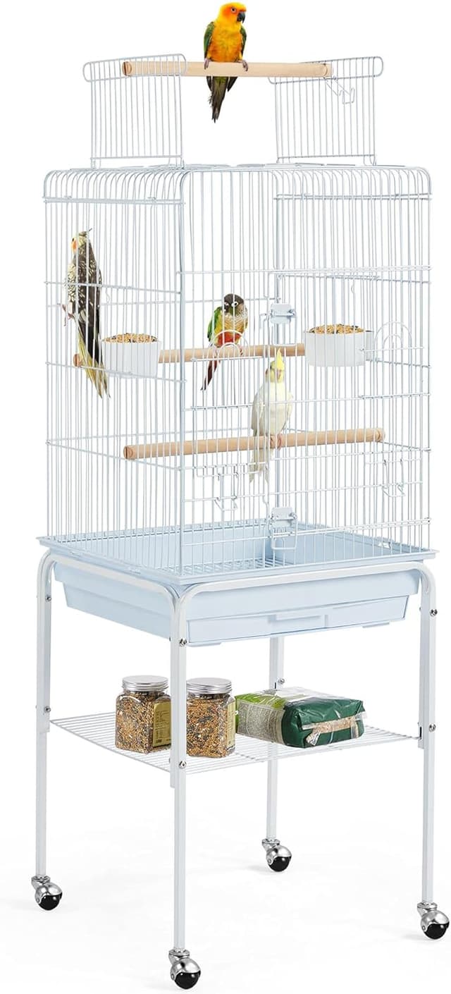 Detalle de Yaheetech Parrot Cage with Open Play Top, Detachable Stand and Slide-Out Tray (for small birds)