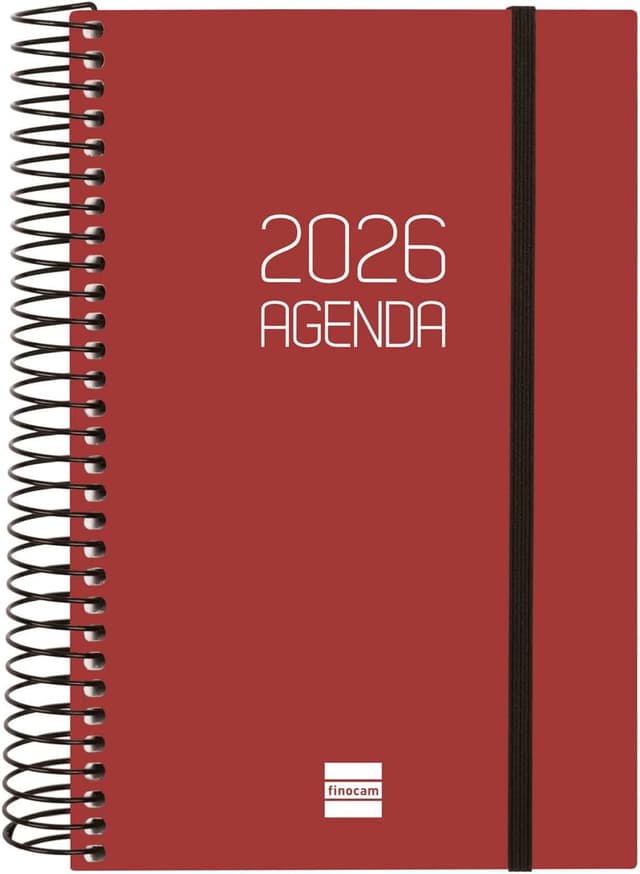 Detalle de Finocam Agenda Espiral 2026 1 Día Página Burdeos