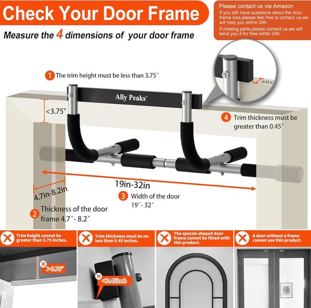 Thumbnail 3 de Ally Peaks Doorway Pull Up Bar (Max 440 lbs) — Multi-Grip Chin-Up Bar for Home Gym