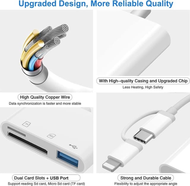 Thumbnail 5 de 3 in 2 SD Kartenleser für iPhone mit Typ C