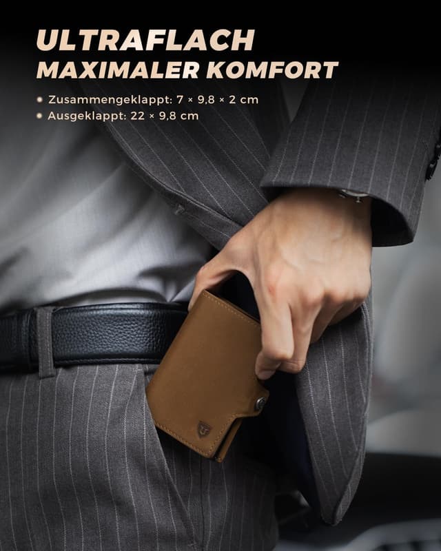 Thumbnail 5 de LORZOR Slim Wallet XXl Münzfach 10+ Karten