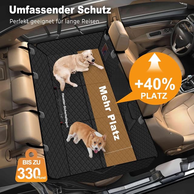Detalle 2 de Vinstatin Hundedecke für die Auto-Rückbank (132x66 cm) – wasserdicht, kratz- und reißfest mit Hartschalenboden