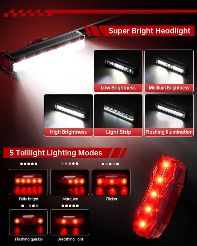 Detalle de POSUGEAR Lumière Velo Velo Avant & Feu Arrière LED rechargeable USB-C (IPX5)