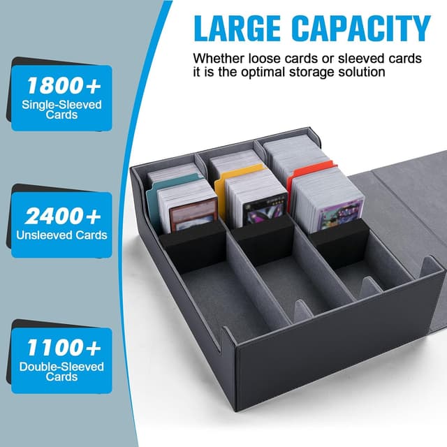 Detalle 2 de Astrell Trading Card Storage Box with 12 Dividers and 6 Foam Stoppers — magnetic closure deck box for 1800+ sleeved cards