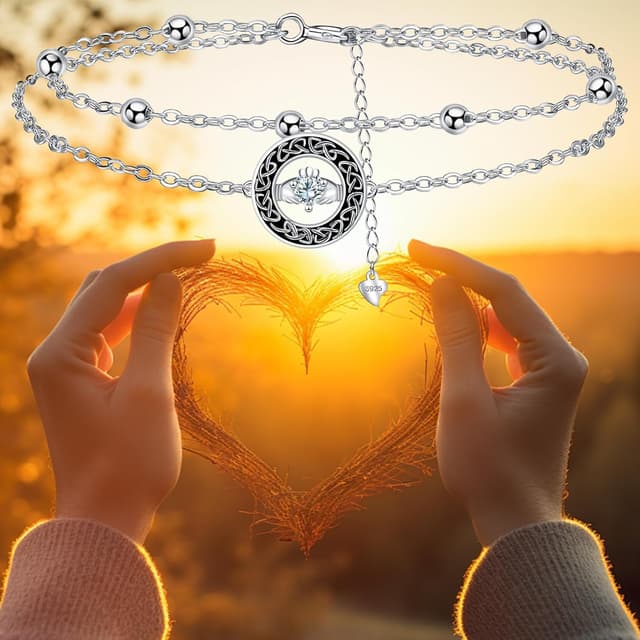 Detalle de Bracelet femme J.MUEN en argent sterling 925 avec cœur en zircone cubique – réglable (17 cm + 4)