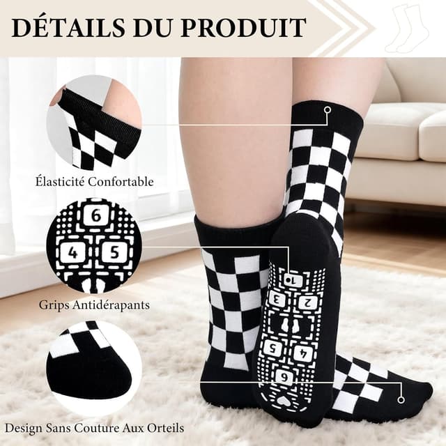 Detalle 2 de ZAKASA chaussettes antidérapantes femme sport (coton respirant) — lot de 5 paires