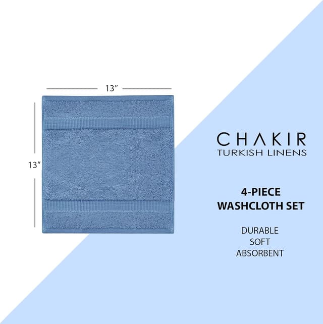 Detalle de Chakir Turkish Linens Hotel & Spa Turkish Towels (Set of 4) — 100% Cotton, Light Blue