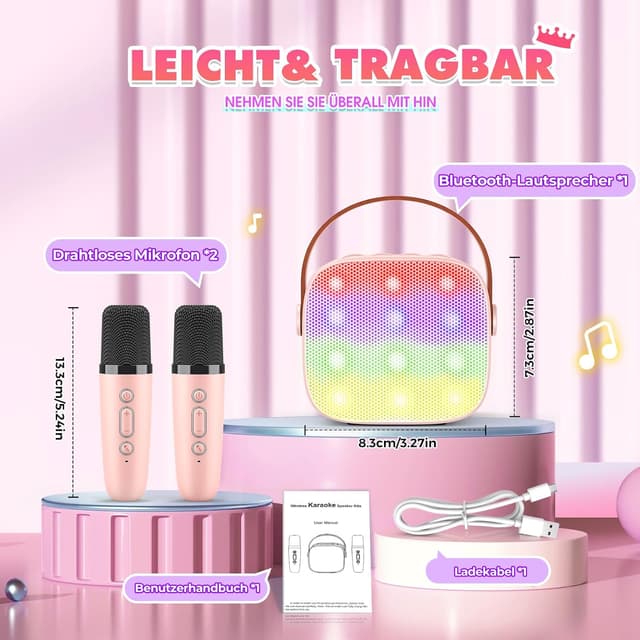 Detalle 1 de Dislocati Karaoke Maschine mit 2 Mikrofonen