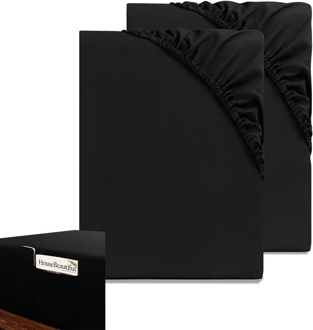 Detalle de Lot de 2 draps-housses 140 x 200 noir