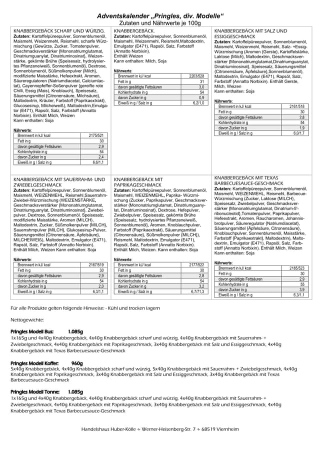 Detalle de Pringles Bus Adventskalender TÜRKIS – gefüllt mit 23 x 40 g Pringles in 6 Geschmacksrichtungen