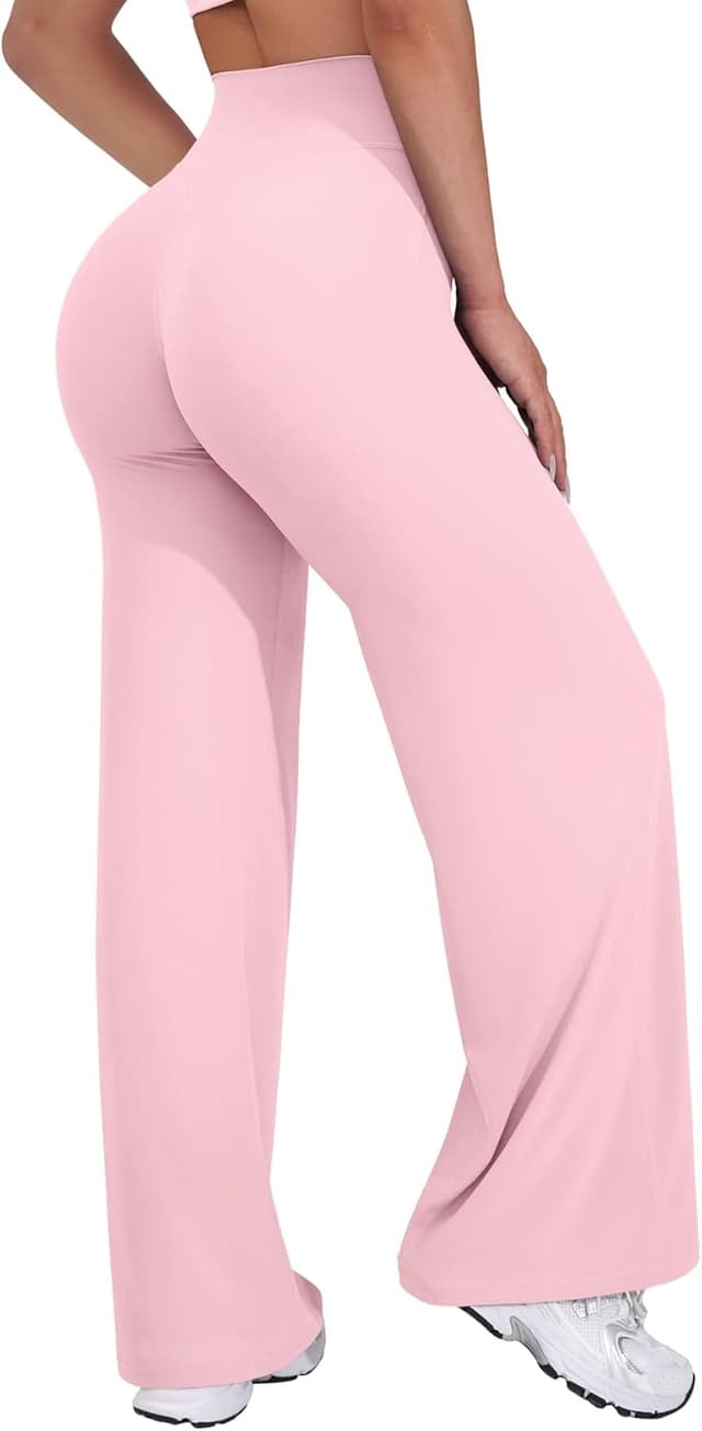 Detalle de VOYJOY High-Waist Wide-Leg Straight Leggings Pants for Women (Stretch Sweatpants)
