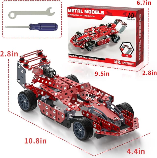 Thumbnail 6 de Lucky Doug Building Kit Model Car Set (287-Piece STEM Project) for Kids Ages 8–12