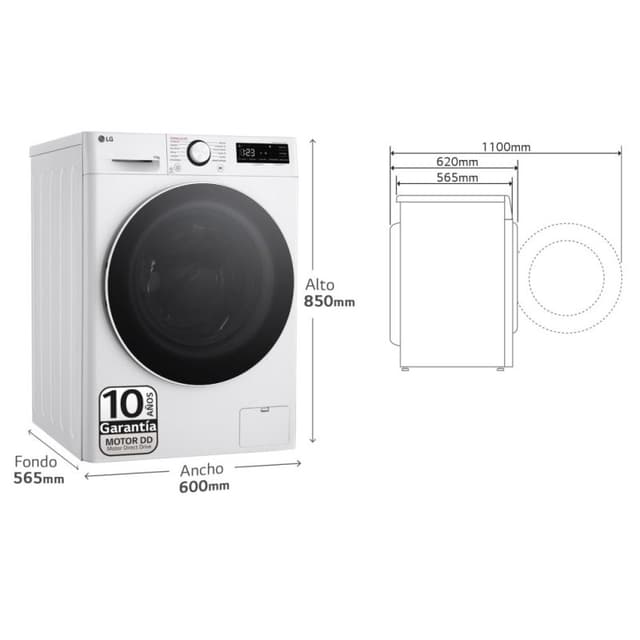 Detalle 2 de LG Serie 600 F4WR6011A0W Lavadora 11kg Carga Frontal
