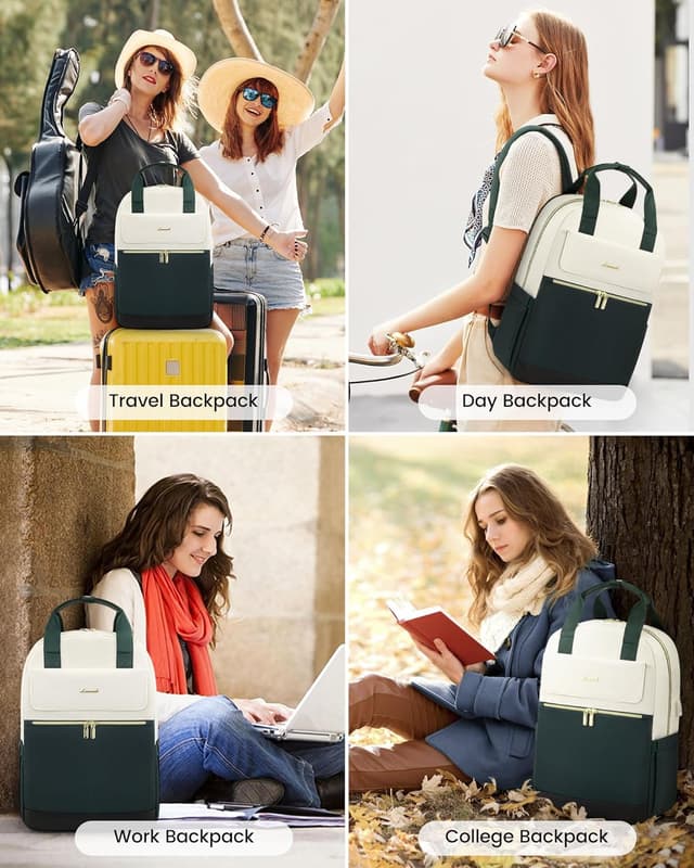 Thumbnail 5 de LOVEVOOK Rucksack Damen 15,6 Zoll Dunkelgrün