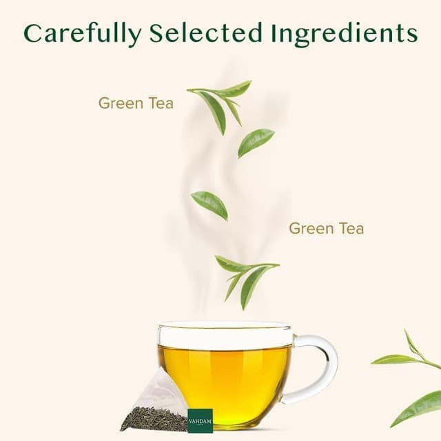 Detalle de VAHDAM Tè Verde Decaffeinato dell’Himalaya in filtri piramidali (100 bustine) – senza caffeina