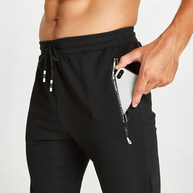 Detalle de ZOXOZ Pantaloni sportivi uomo in cotone con elastico in vita e tasche con zip
