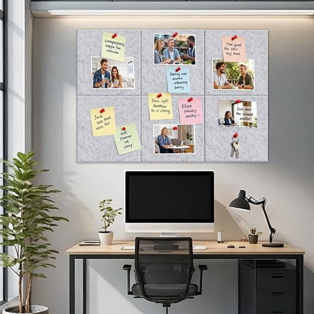 Thumbnail 6 de DASIAUTOEM Filz Pinnwand-Set (6 Stück) 30 x 30 cm – Kork-/Kleidboard-Optik für Büro, Schule & Zuhause (Silbergrau)