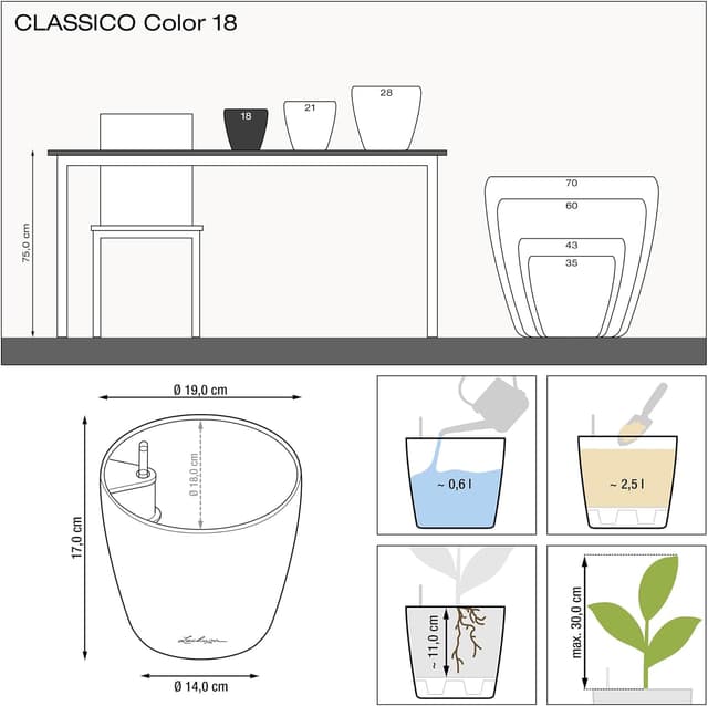 Thumbnail 3 de LECHUZA CLASSICO 18 weiß 19x19x17 cm