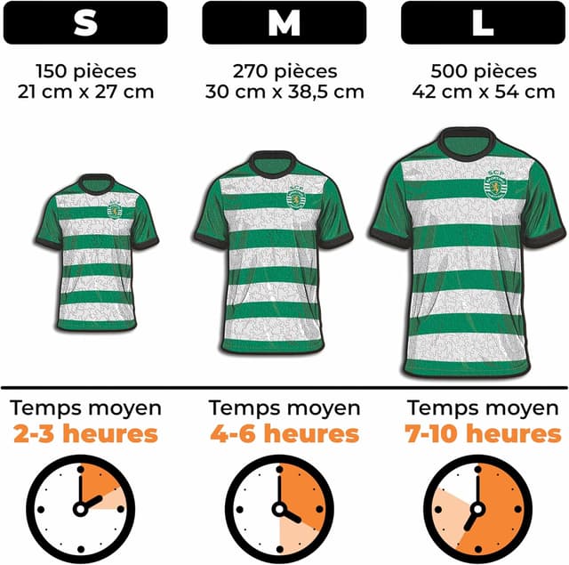 Detalle de Iconic Puzzles Sporting CP Maillot — puzzle en bois 100% durable, taille M, 270 pièces