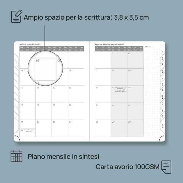 Detalle 2 de Agenda 2026 POPRUN settimanale 22 x 16,5