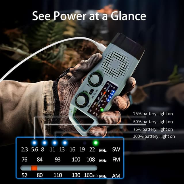 Thumbnail 5 de Radio Solar de Emergencia con Manivela 2000mAh