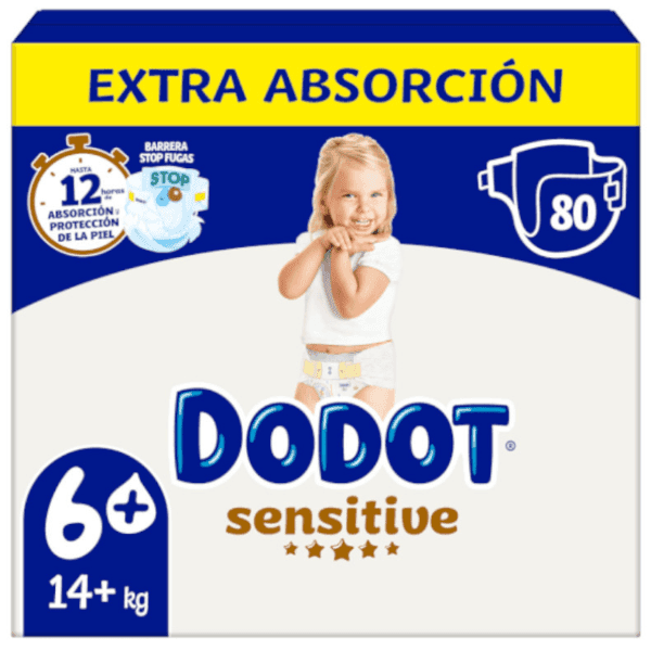 Detalle de Dodot Pañales Sensitive T6+ 80 uds 👶
