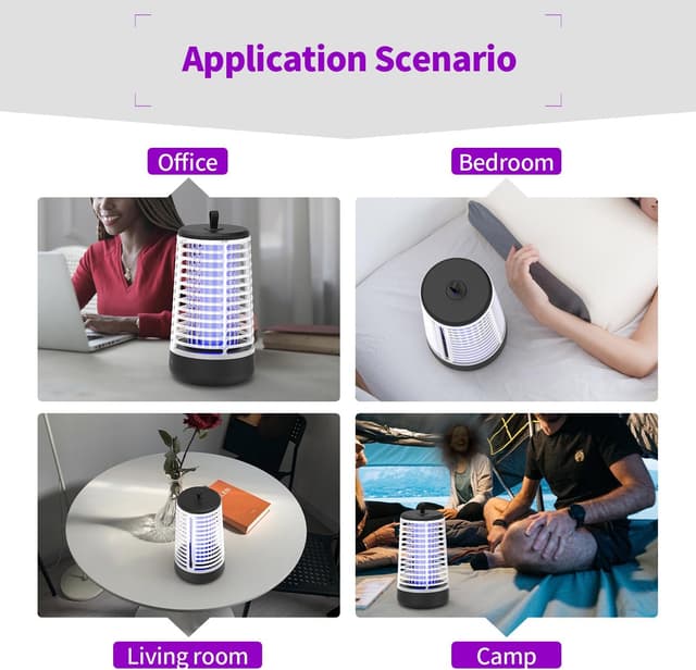 Detalle 2 de Lampada antizanzare elettrica 360° UV ricaricabile Lampe Anti Moustique (395 nm)