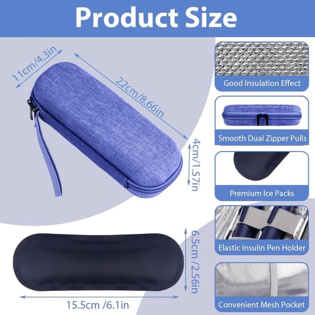 Detalle de ACWOO sac isotherme pour diabétiques avec étui de refroidissement et 2 poches de glace réutilisables