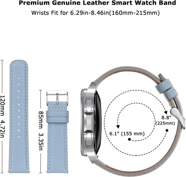 Detalle 2 de Tasikar 22mm genuine leather watch strap with quick-release pins for Samsung Galaxy Watch (47mm/43mm) and more