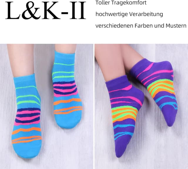 Detalle de Lot de 12 socquettes femme L&K-II chaussettes basses multicolores en coton
