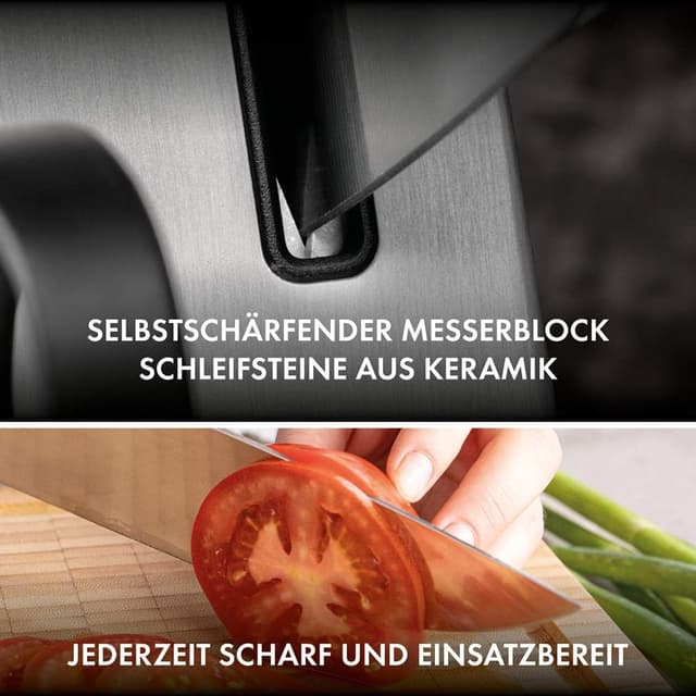 Detalle 2 de ZWILLING Vier Sterne SharpBlock Messerblock 7-teilig mit selbstschärfenden Messern und Keramik-Schleifsteinen (Grau)