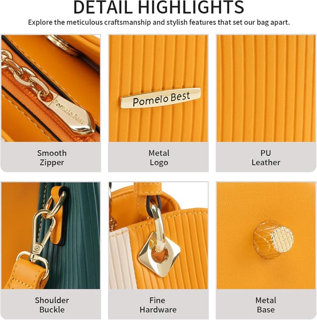 Detalle 2 de Pomelo Best borsa a mano da donna a righe multicolore con frange e tracolla