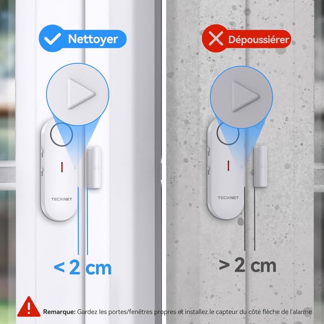 Detalle de TECKNET alarme porte et fenêtre sans fil 98 dB